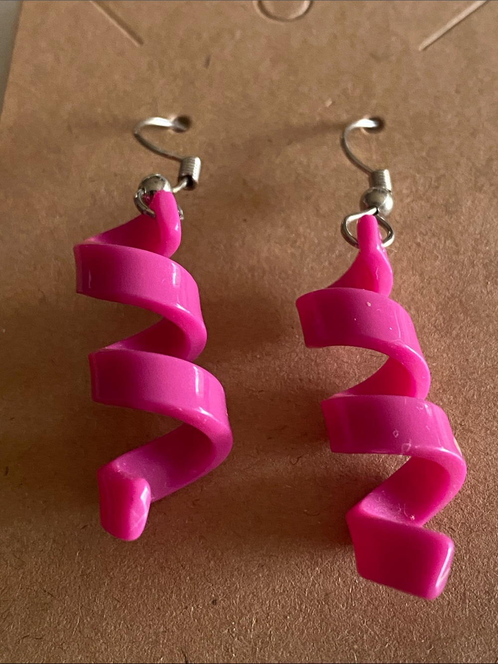 Hot Pink Spiral Drop Earrings - Women Jewelry